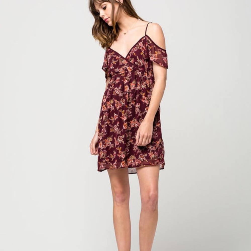 Floral cold shoulder dress